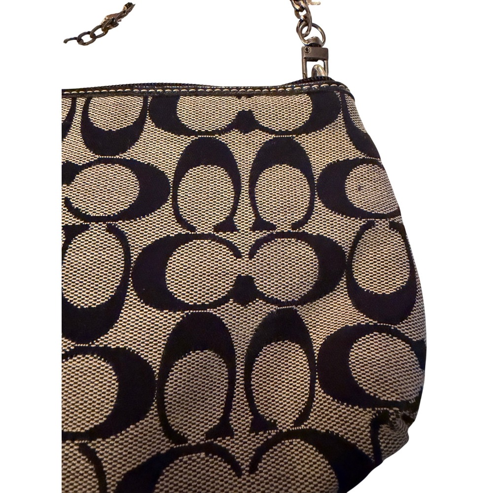 Coach Signature Monogram Canvas Added Charm Chain Wristlet Clutch 1941 Logo - Picture 5 of 9